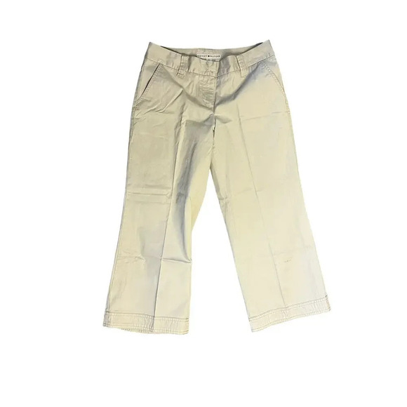 Tommy Hilfiger Women's Size 6 Khaki Cropped Low Rise Wide‎ Leg Pants - Picture 1 of 3